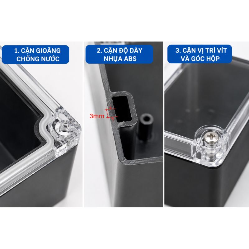 Hộp Nhựa ABS chống nước WANCHI 240x160x90mm Màu Trắng Nắp Đục