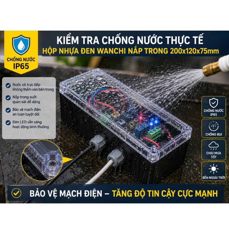 Hộp Nhựa ABS chống nước WANCHI 200x120x75mm Màu Trắng Đục