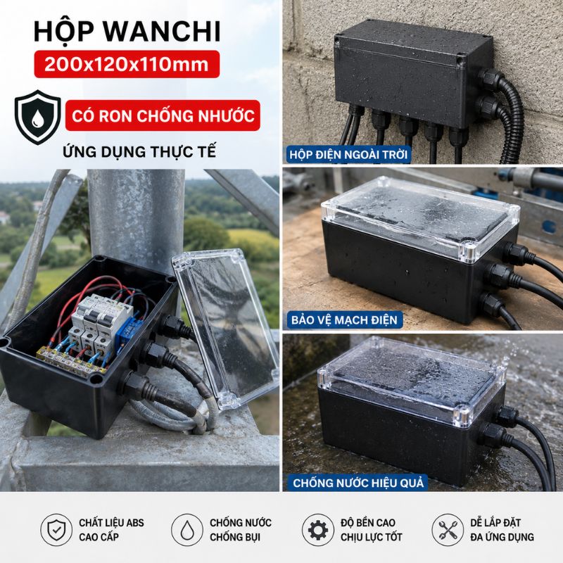 Hộp Nhựa ABS chống nước WANCHI 200x120x110mm Trắng Trong