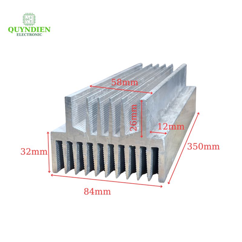 Nhôm 2U dài 350mm (350x84x58mm) loại dày, tản nhiệt cho main công suất