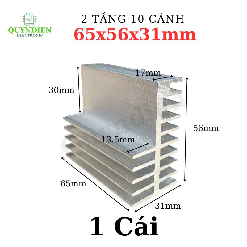 Nhôm tản nhiệt 2 tầng 10 cánh 65x56x31mm