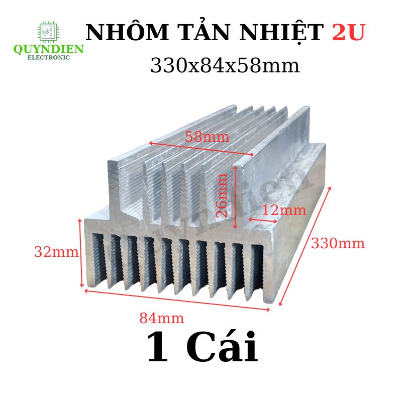 Nhôm 2U dài 330mm (330x84x58mm) loại dày, tản nhiệt cho main công suất