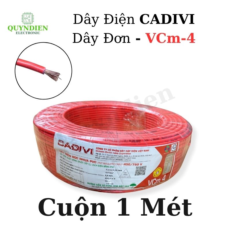 Dây điện đơn mềm Cadivi VCm-4 450/750V Truyền Tải Điện Ổn Định