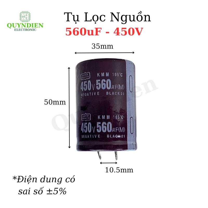 Tụ Lọc Nguồn 560uF 450V – Tụ Hóa Cho Thiết Bị Điện Tử
