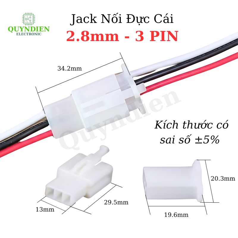 Jack Nối Dây Điện Đực Cái 3 PIN 2.8mm Cho Xe Máy Ô Tô