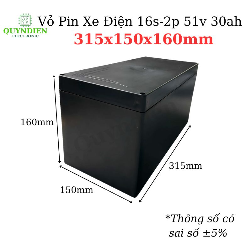 Hộp Đựng Pin Xe điện 16s 2p 51v 30ah Vy Anh 315x150x160mm Bảo Vệ Pin
