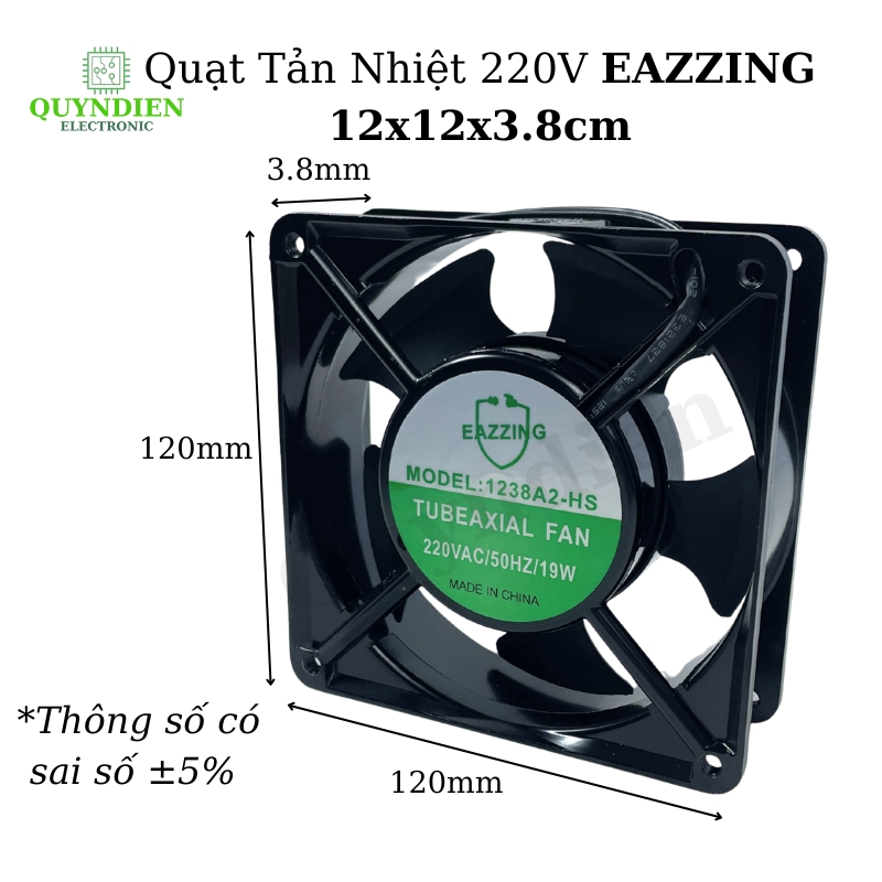 Quạt Hút Mùi, Quạt Tản Nhiệt Thông Gió 12x12x3.8cm 220V EAZZING