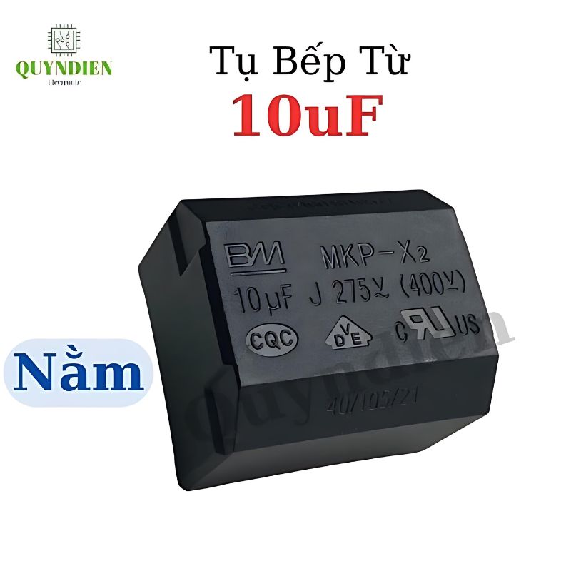 Tụ Bếp Từ 10uF 275VAC 400VDC Nằm Xát lớn