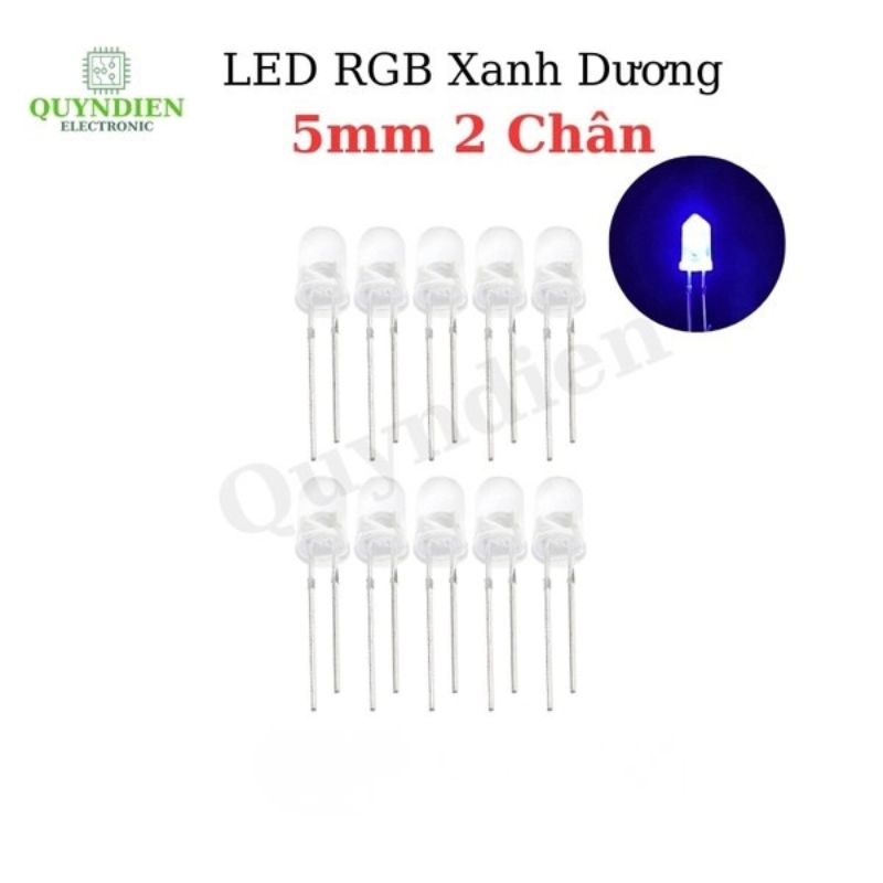 Đèn LED RGB 5mm Tròn 2 Chân Xanh Dương - 10 Bóng