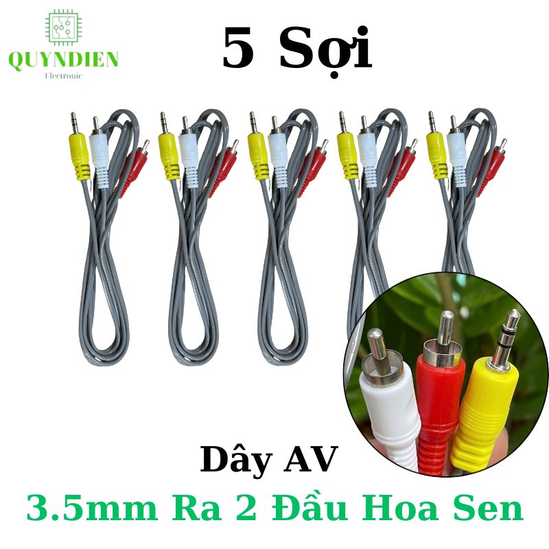 Dây Audio 3.5mm ra 2 đầu RCA (Hoa sen) - Cáp Chuyển Đổi Âm Thanh dài 1.5m
