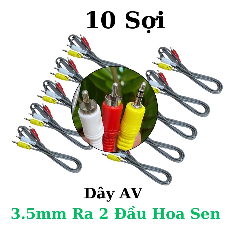 Dây Audio 3.5mm ra 2 đầu RCA (Hoa sen) - Cáp Chuyển Đổi Âm Thanh dài 1.5m