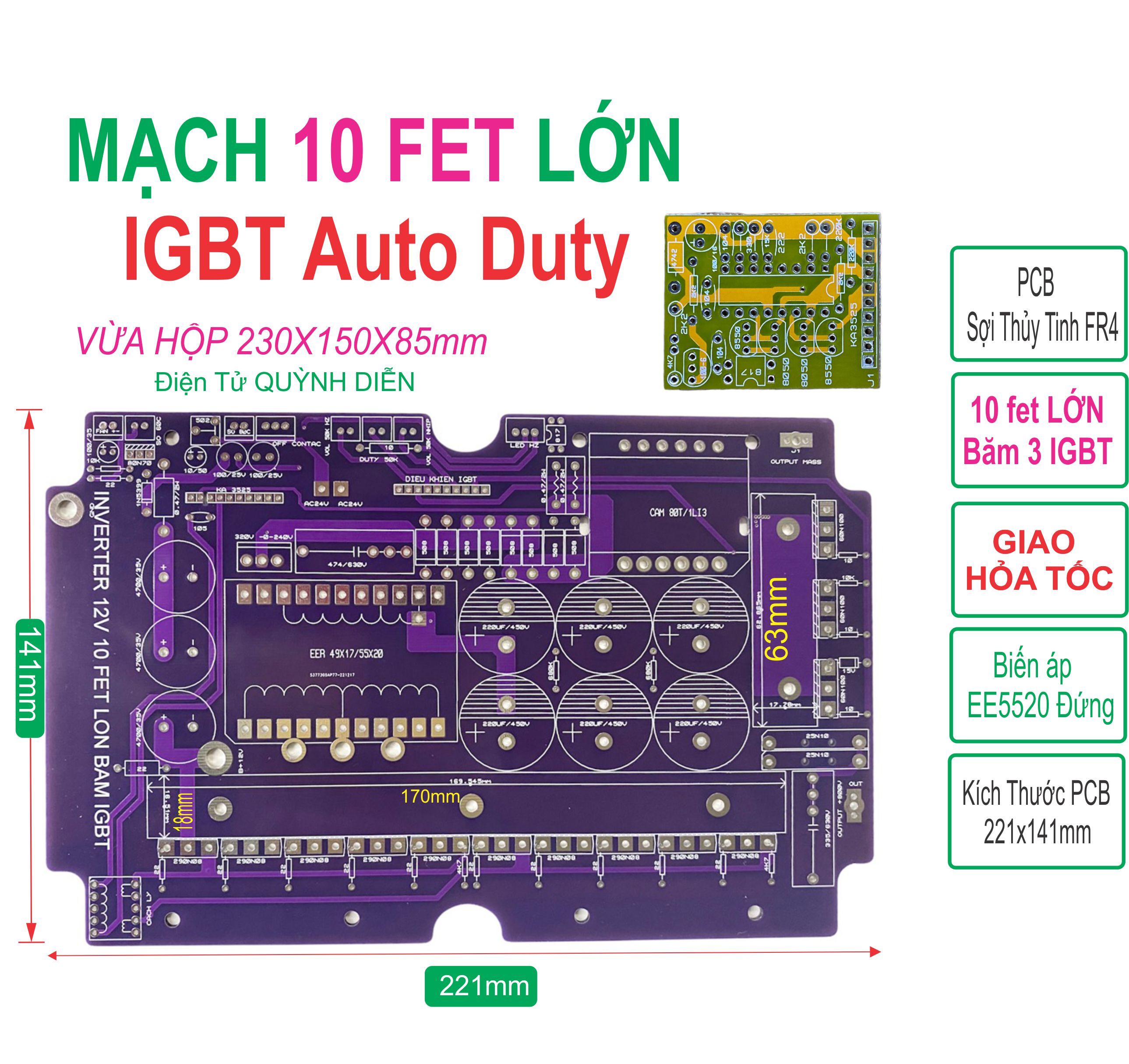 PCB bo mạch kích điện 10 fet LỚN băm IGBT + Kèm Dao động KA3525