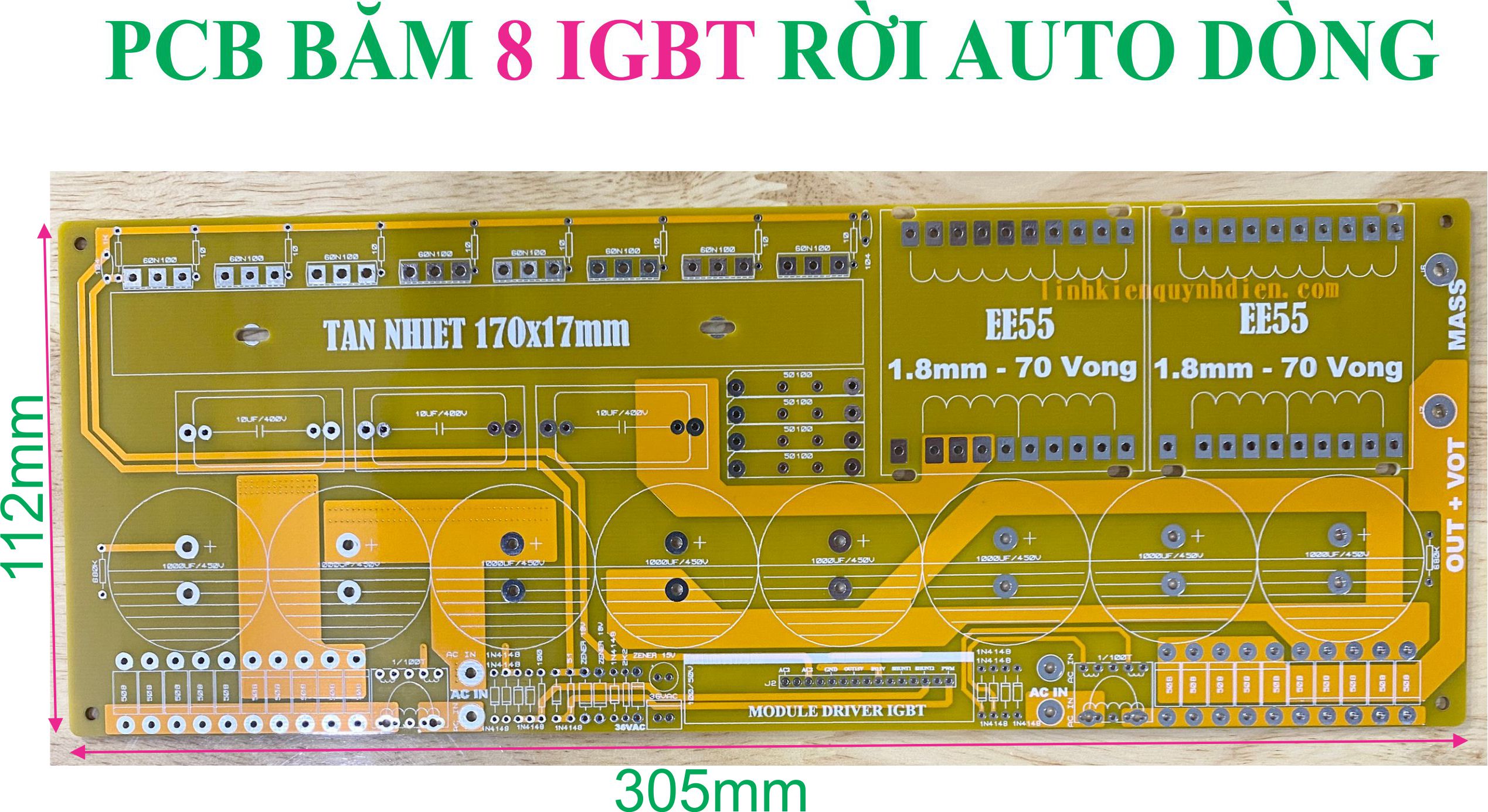 COMBO PCB Nguồn INVERTER 92 fet nhỏ+ Mạch Băm 8 IGBT Auto Nguồn Nước + Bo Lái FET KA3525 + Bo Lái IGBT MCU 4 Chế Độ
