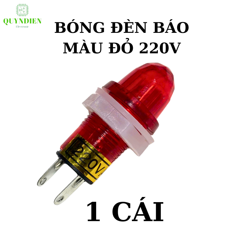 Bóng đèn báo pha 2 chân 220v màu đỏ 10mm
