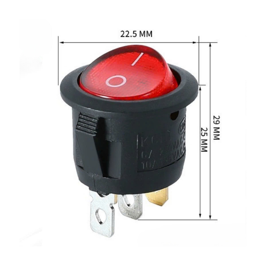 Công Tắc Tròn Có Đèn KCD1  6A-250V lỗ khoét 21mm - Linh kiện điện tử Quỳnh Diễn