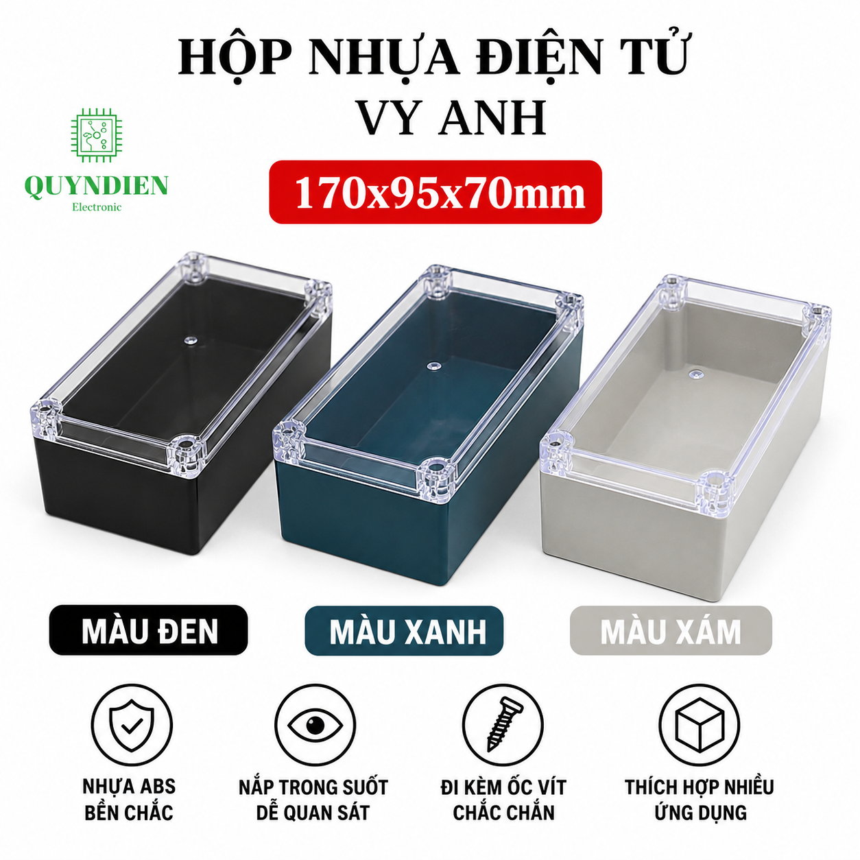 Hộp Nhựa Vy Anh 170x95x70mm Màu Trắng