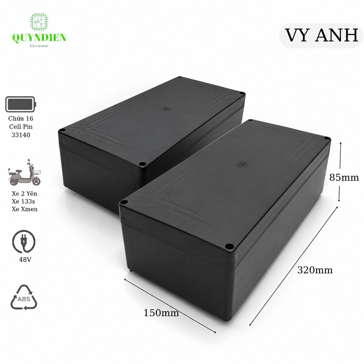 Hộp Đựng Pin Xe Điện Vy Anh 315x150x85mm 16S-1P