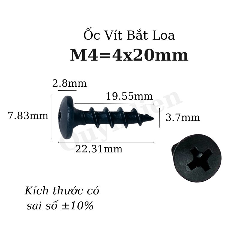 Ốc Vít Nhọn M4x20 Bắt Thùng Loa Ren Thưa Taiwan dài 20mm - Túi 100g