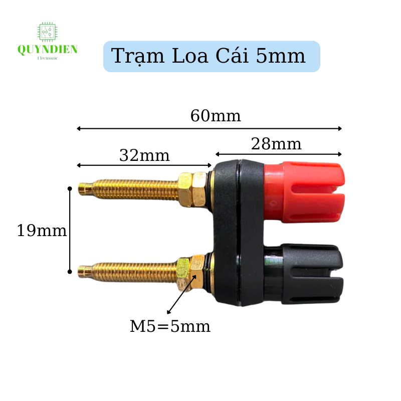 Trạm loa jack bắp chuối, trạm main Ampli, cọc loa đôi M5 chân ngắn