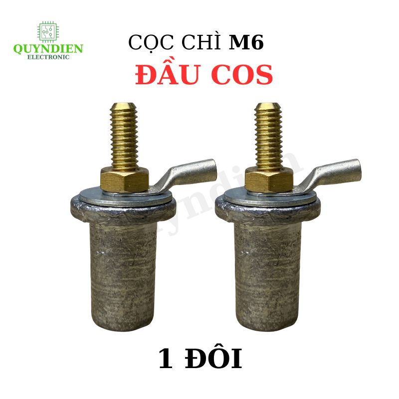 Cọc Chì M6 Đầu Cos – Cọc Cắm Ắc Quy Chì Axit, Đầu Nối Ren Đồng Chống Oxy Hóa