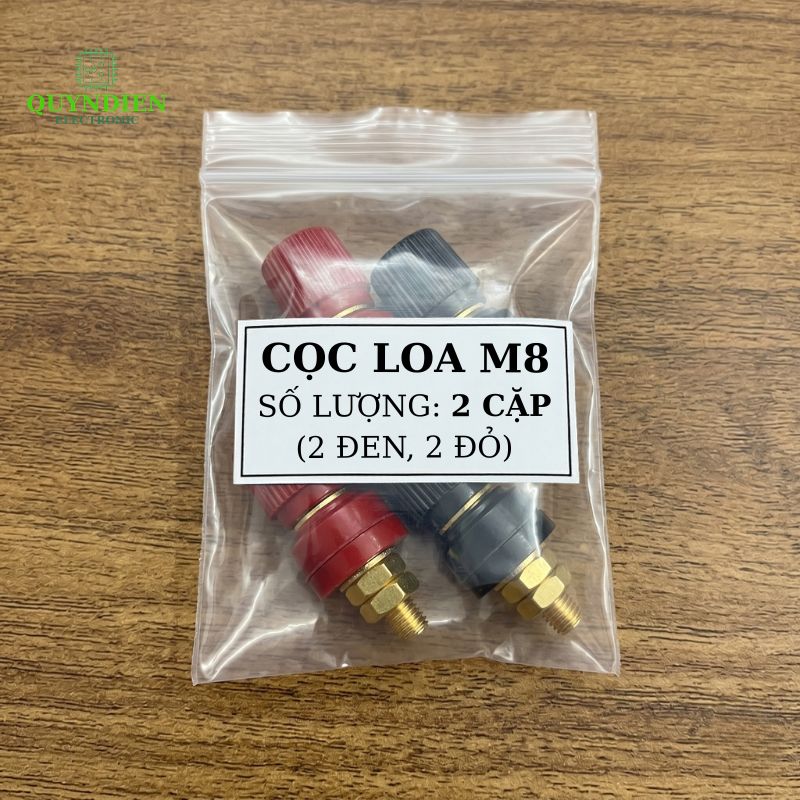 Cặp Jack loa JS555 Cọc Đồng NẮP NHỰA Đỏ Đen trục 8mm