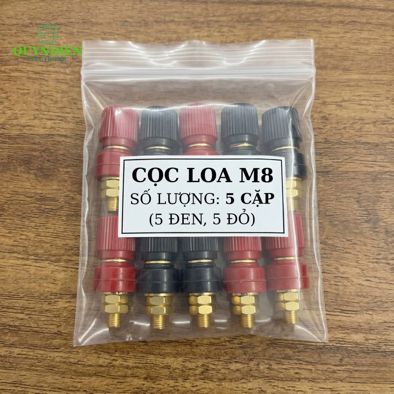 Cặp Jack loa JS555 Cọc Đồng NẮP NHỰA Đỏ Đen trục 8mm