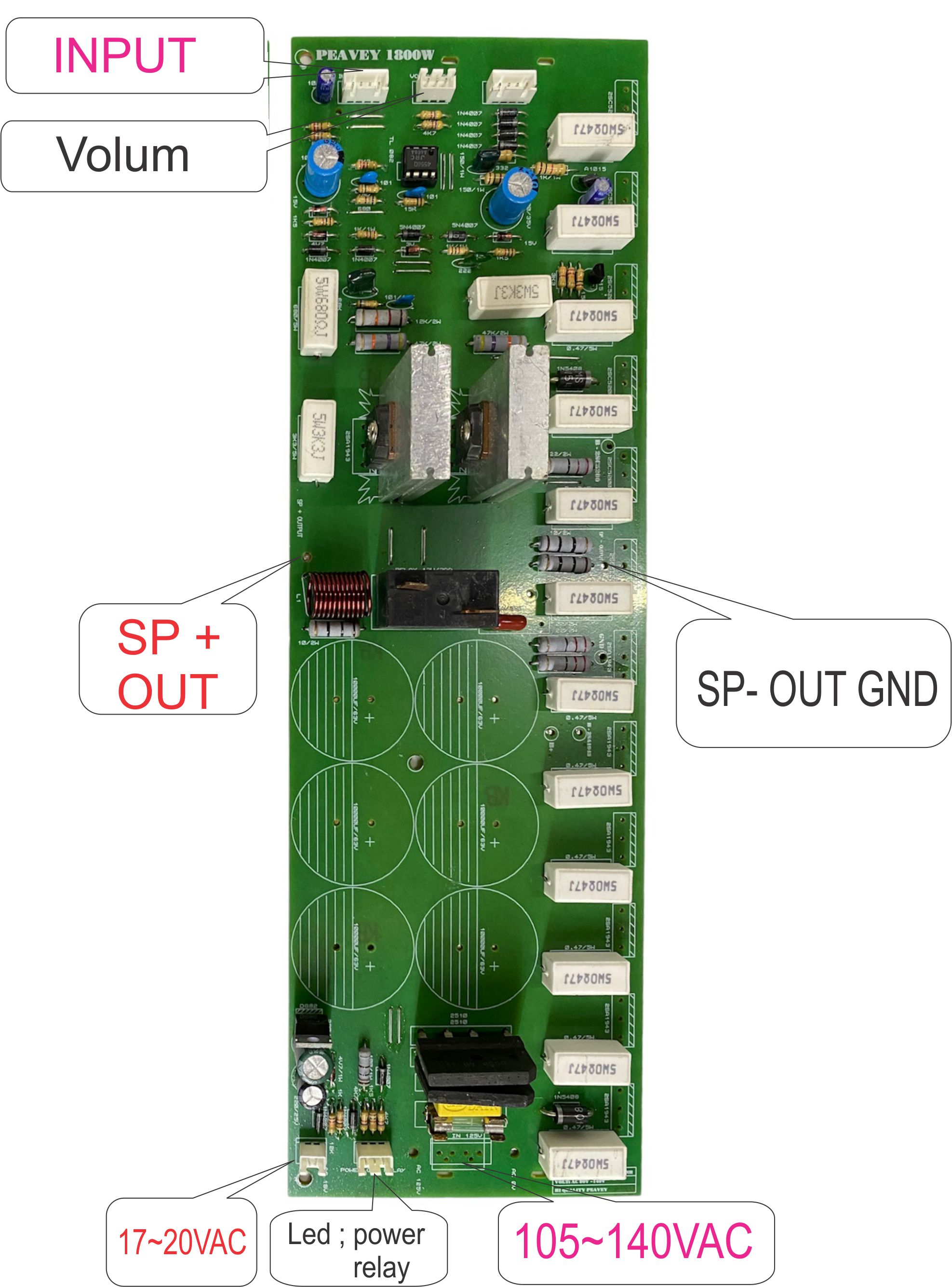 Mạch công suất nguồn đơn 40 sò 2 kênh (phíp gỗ fr1) 105VAC đến 130VAC