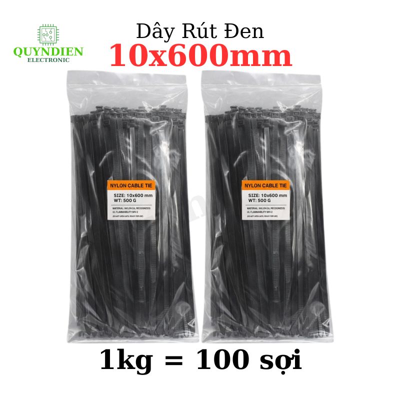 Dây Rút Nhựa 10x600mm Màu Đen