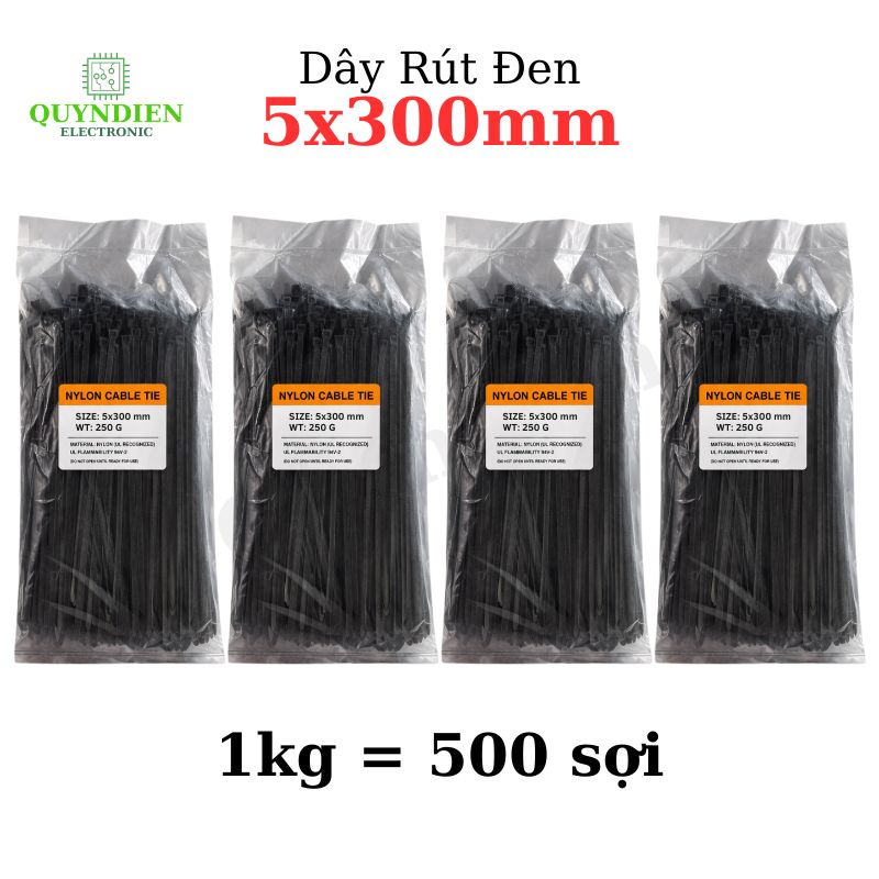 Dây Rút Nhựa 5x300mm Màu Đen