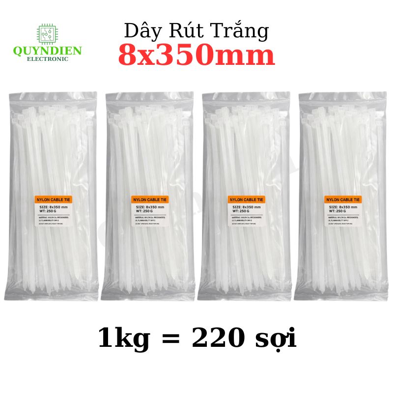 Dây Rút Nhựa 8x350mm Màu Trắng