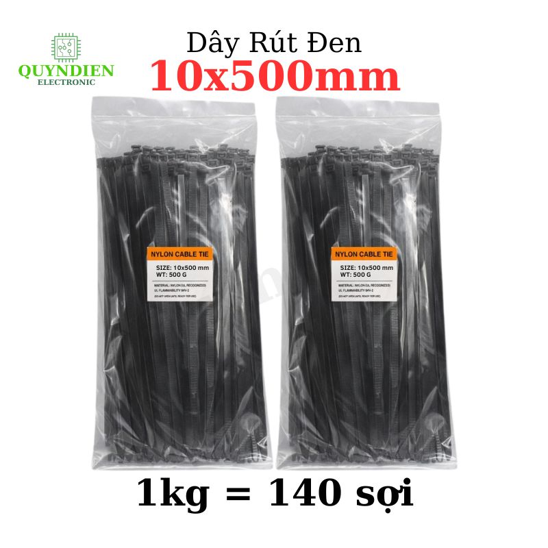 Dây Rút Nhựa 10x500mm Màu Đen