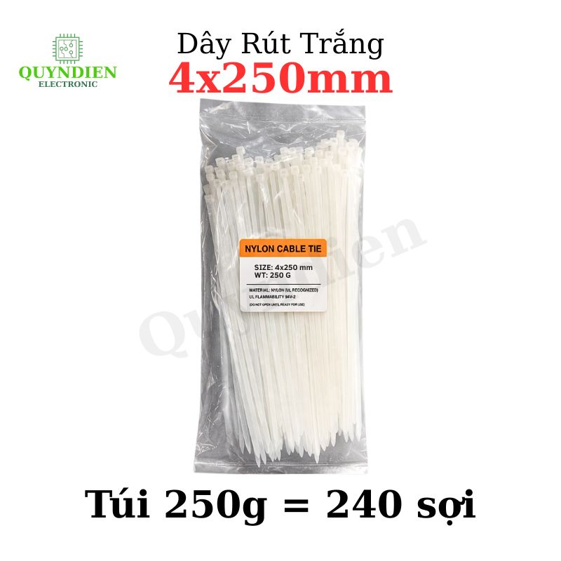 Dây Rút Nhựa 4x250mm Màu Trắng