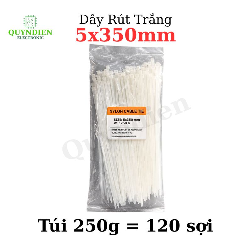 Dây Rút Nhựa 5x350mm Màu Trắng