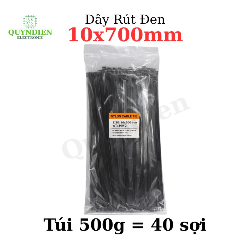 Dây Rút Nhựa 10x700mm Màu Đen