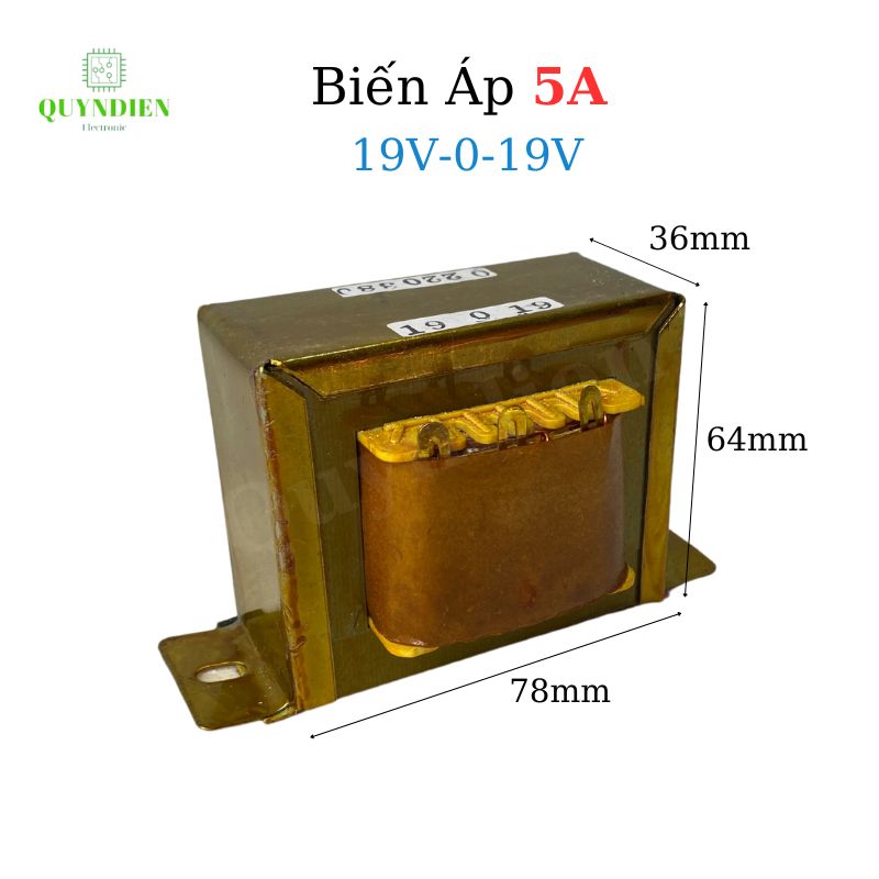 Biến Áp Cách Ly 19V 5A Dây Đồng (19V-0V-19V)