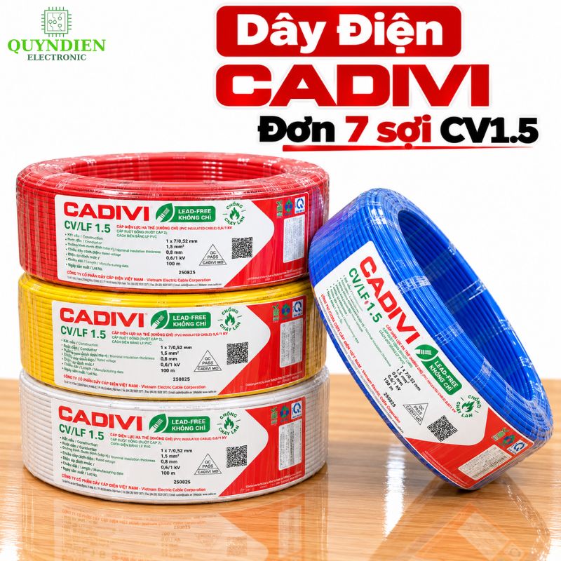Dây điện CADIVI đơn Lõi 7 Sợi CV1.5