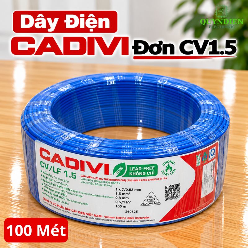 Dây điện CADIVI đơn Lõi 7 Sợi CV1.5