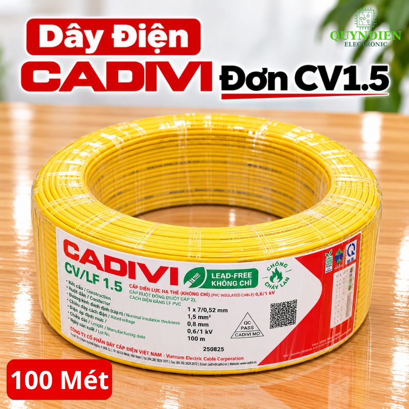 Dây điện CADIVI đơn Lõi 7 Sợi CV1.5