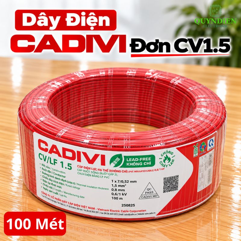 Dây điện CADIVI đơn Lõi 7 Sợi CV1.5