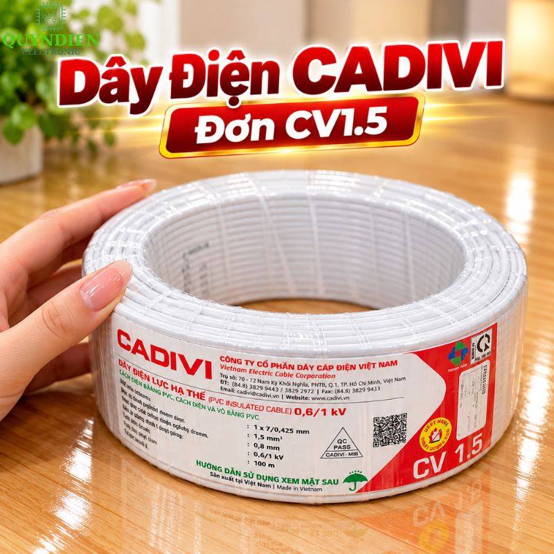 Dây điện CADIVI đơn Lõi 7 Sợi CV1.5