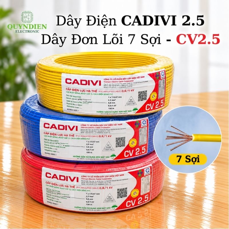 Dây điện CADIVI đơn Lõi 7 Sợi CV2.5