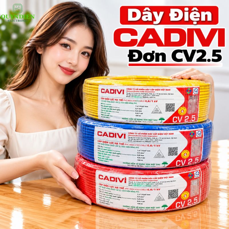 Dây điện CADIVI đơn Lõi 7 Sợi CV2.5