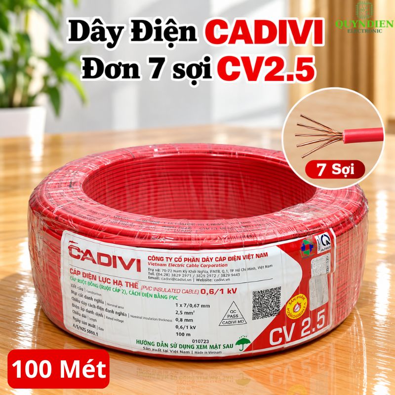 Dây điện CADIVI đơn Lõi 7 Sợi CV2.5