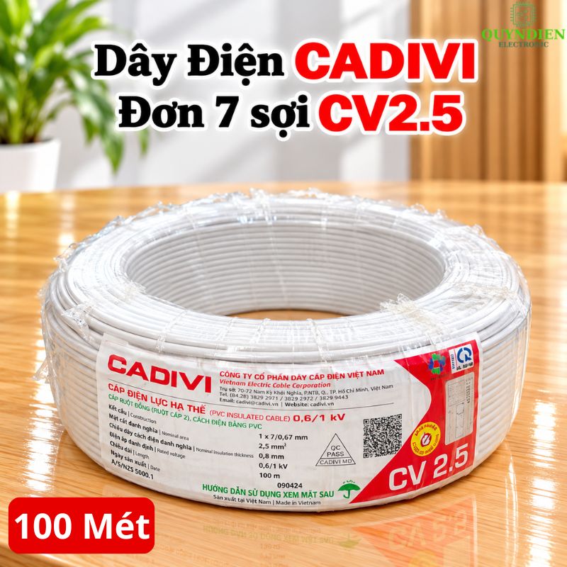 Dây điện CADIVI đơn Lõi 7 Sợi CV2.5