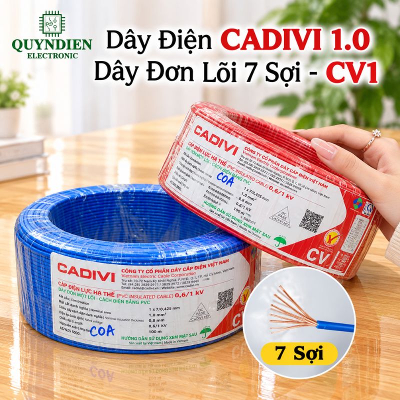 Dây điện CADIVI đơn 7 Sợi CV1.0