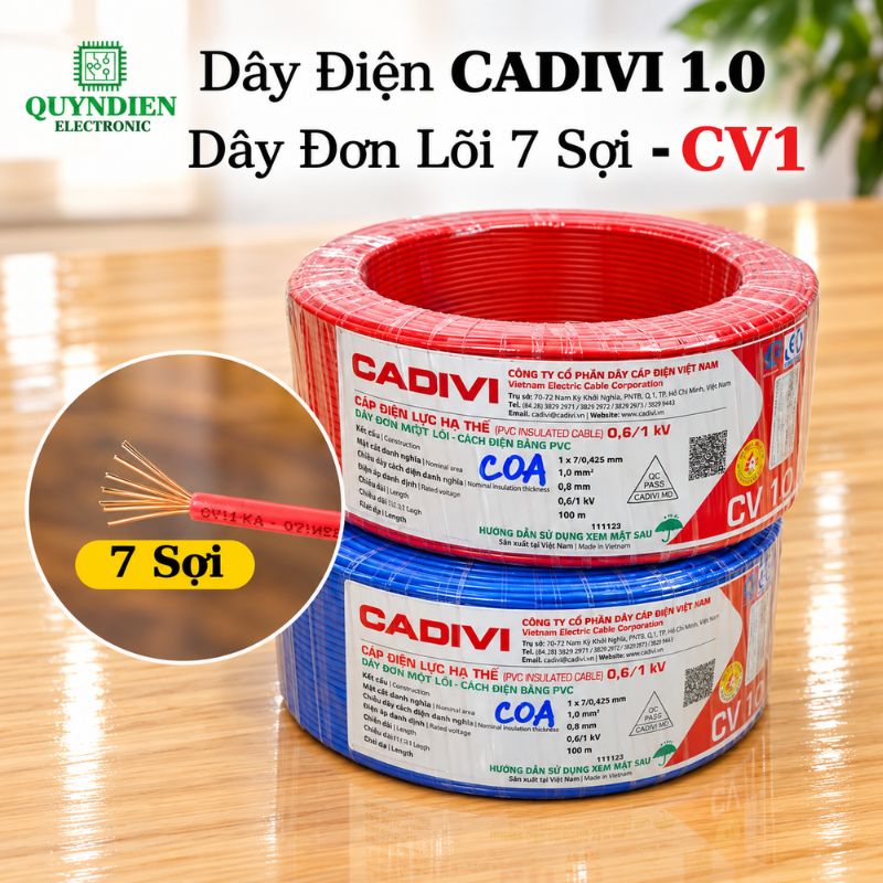 Dây điện CADIVI đơn 7 Sợi CV1.0