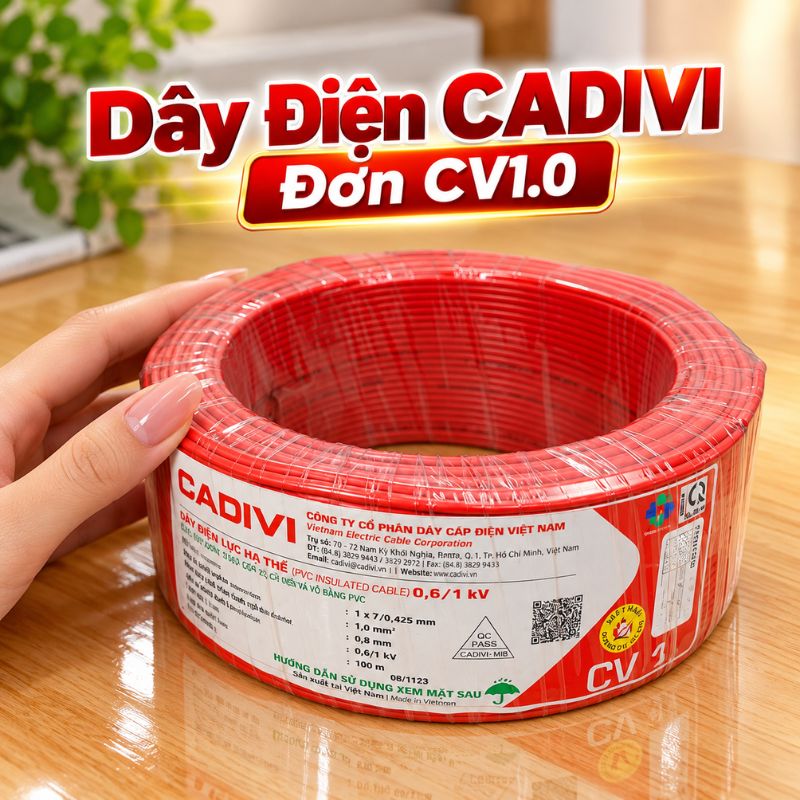 Dây điện CADIVI đơn 7 Sợi CV1.0