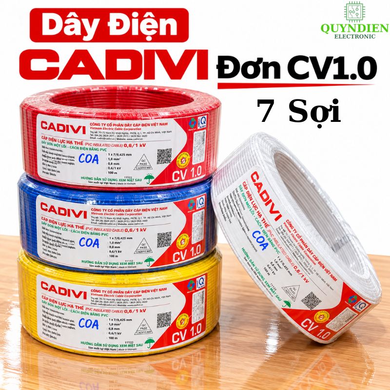Dây điện CADIVI đơn 7 Sợi CV1.0