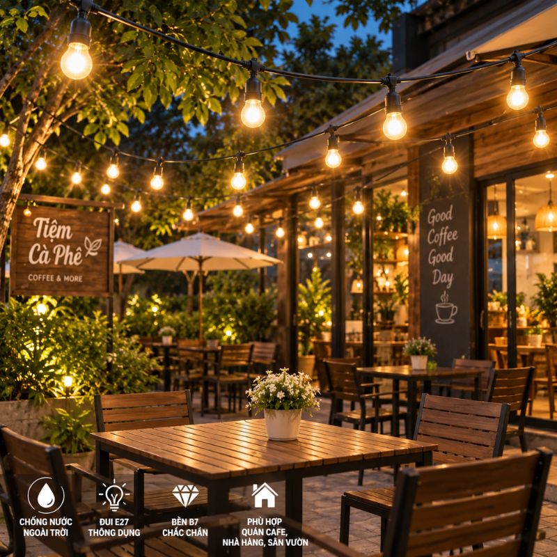 Dây Treo Đui Đèn Trang Trí Đúc Liền Dây Kín Nước E27 SOPOKA