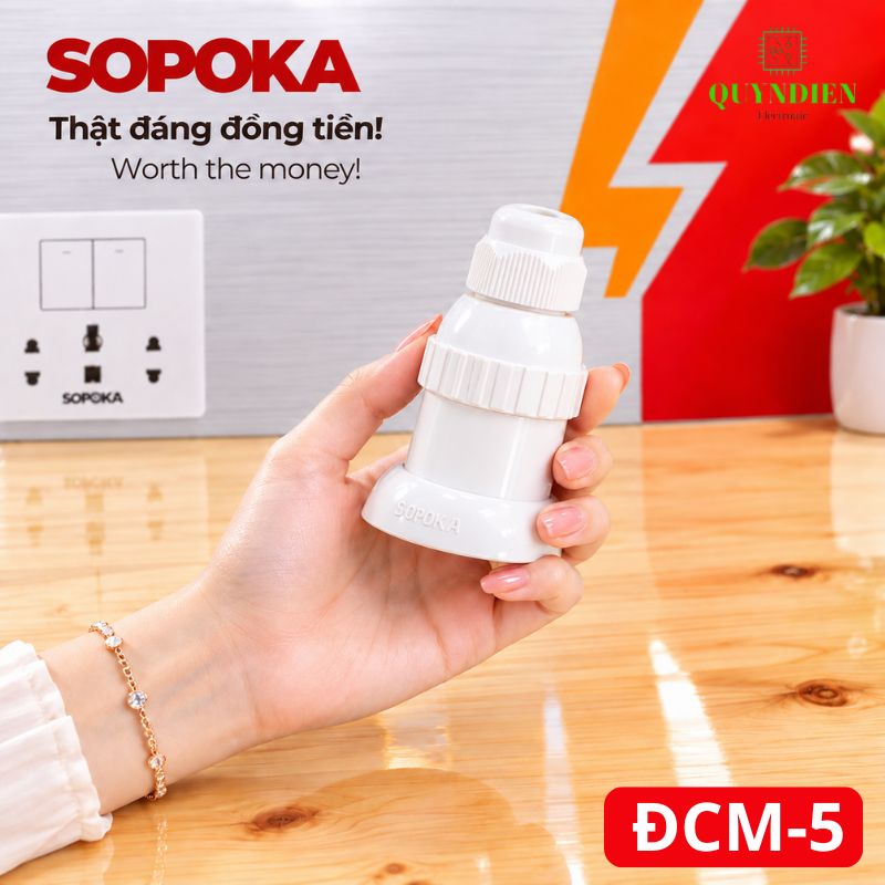 Đuôi đèn chịu mưa ngoài trời ren Xoán E27 SOPOKA